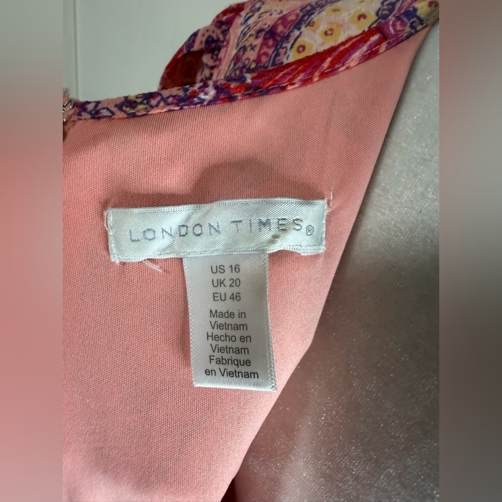 London Times  Paisley Midi Dress in Pink size 16 - Picture 2 of 10